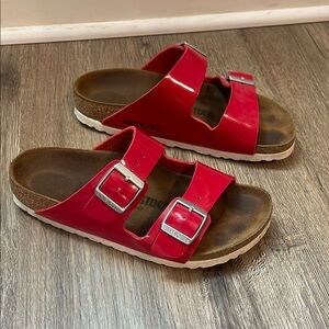 Red Patent Womens Birkenstock Sandals